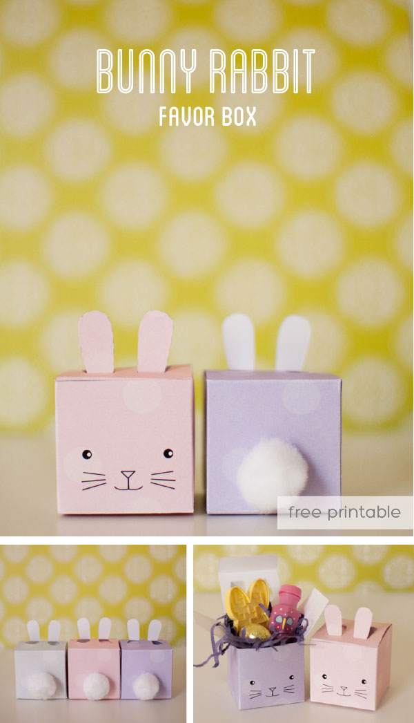 bunny rabbit favor box for easter or spring, free printable