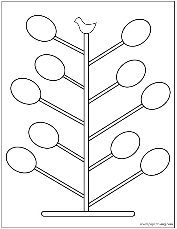 Easter egg tree coloring page free printable